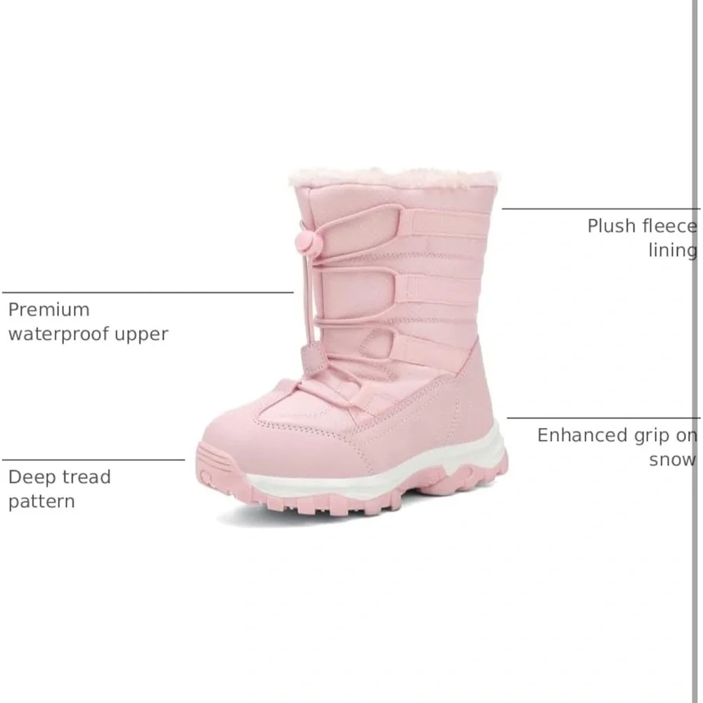 UBFEN Kids Snow Boots Waterproof Warm Winter Shoes Slip Resistant Zipper/ 592